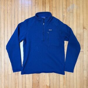 Vintage Patagonia Better Sweater Men's Blue Fleece 1/4 Zip Logo Sz. M (See Pics)